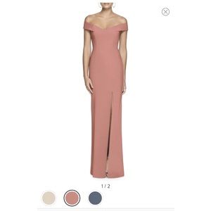 Dessy off shoulder cross back bridesmaid 5548692